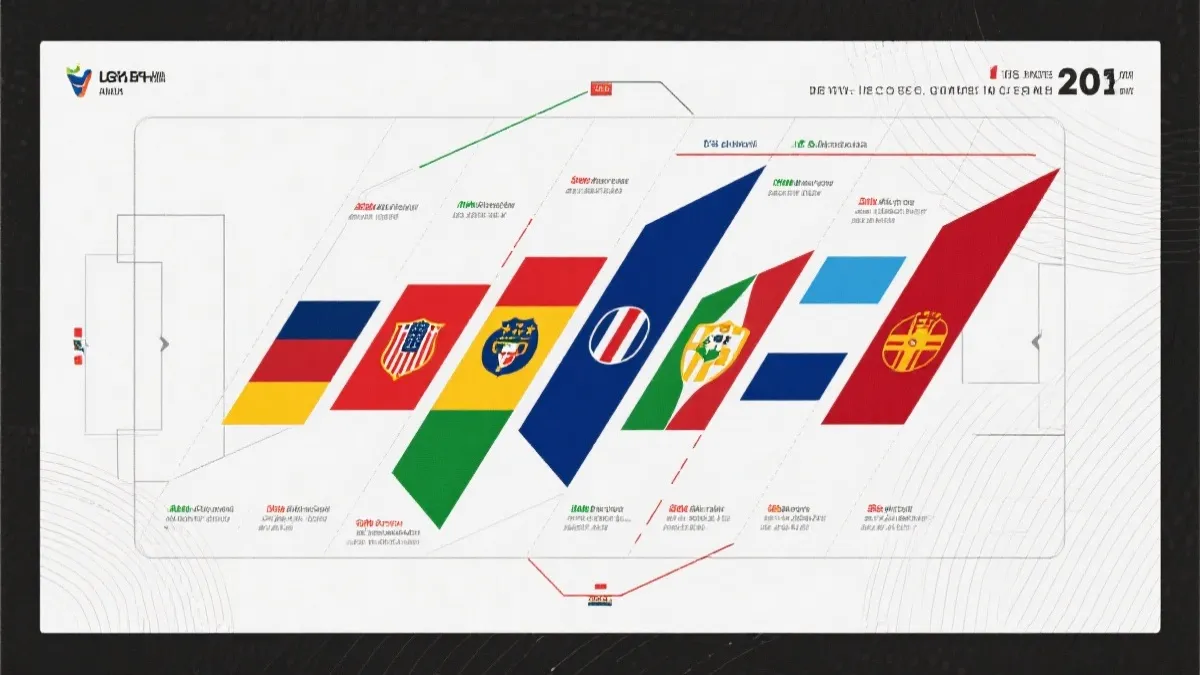 多支国家队战术风格对比的抽象可视化海报